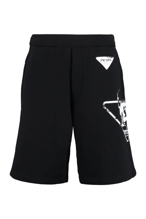 Shorts in felpa con logo-0